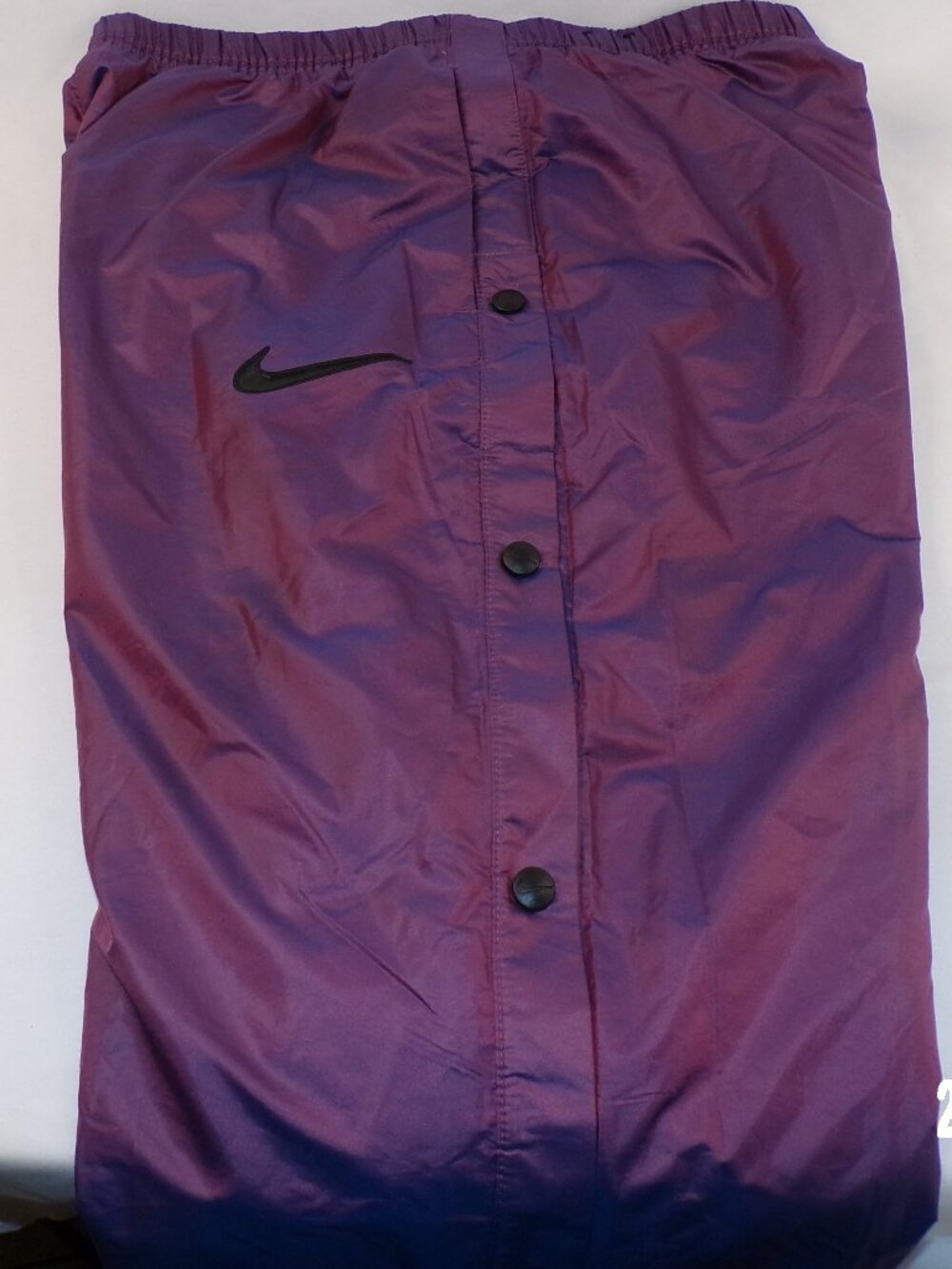 NIKE SWOOSH WOMEN'S RARE PURPLE SHIMMER TEAR AWAY SNAP JOGGER PANTS